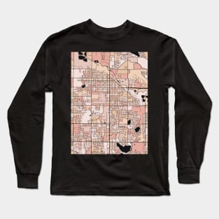 Fort Collins Map Pattern in Soft Pink Pastels Long Sleeve T-Shirt